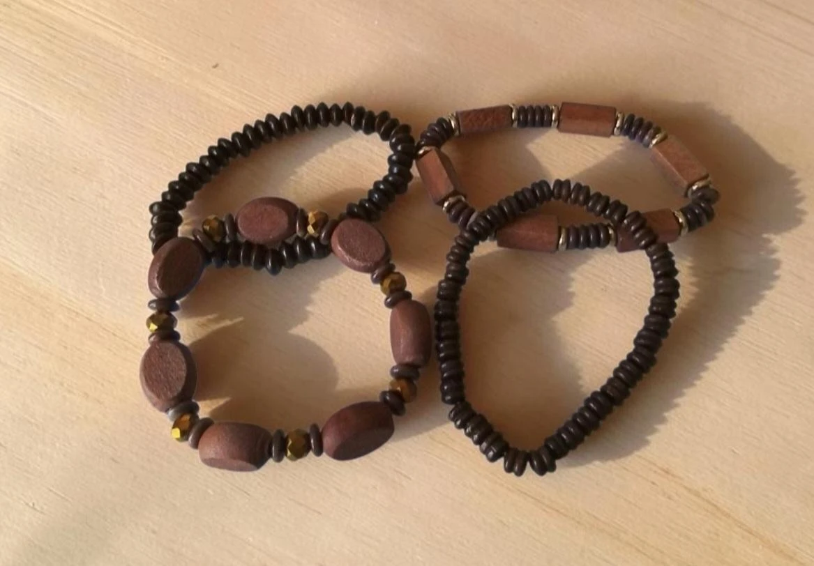 Lote de 4 peças pulseiras de contas de madeira Novas joias da moda – photo 3